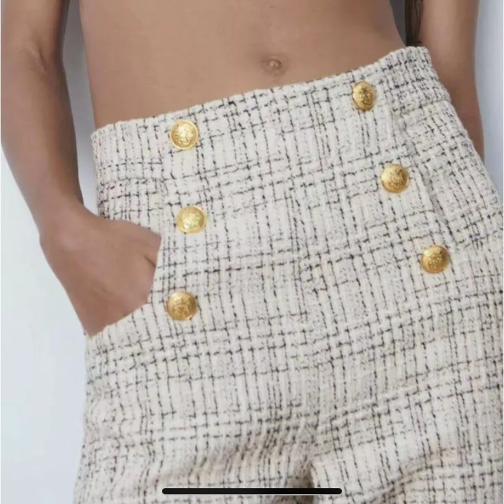 Zara Buttoned Culottes cropped pants - Picture 4 of 7